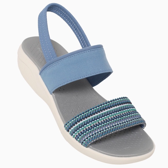 Bzees Women's Cali Sandal Blue Multi - Picture 1 of 5